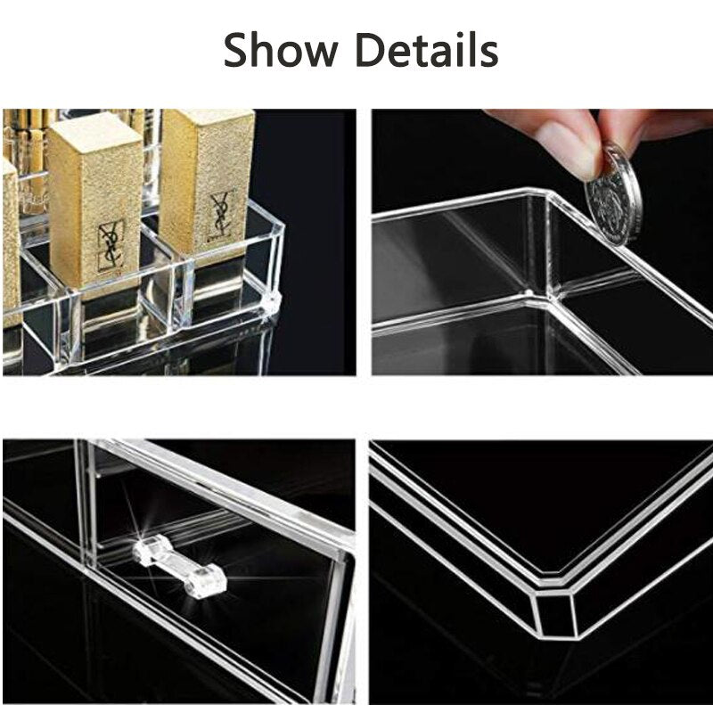 Makeup Organizer Cosmetic Storage Box Transparent Plastic Box Organizador Acrylic Desktop Jewelry Bathroom Multifunctional