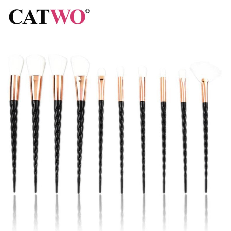 Catwo Makeup Brushes Set Eye Shadow Foundation Powder Eyeliner Eyelash Lip Make Up Brush Cosmetic Beauty Tool Kit Hot 10Pcs