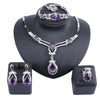 Women Gold Color Purple Zircon Crystal African Beads Necklace Bracelet Earring Ring Saudi Jewelry Set Party Bridal Decoration