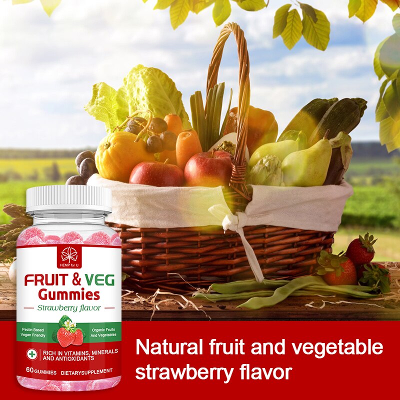 HFU Standard Compound Fruit and Vegetable Mixed Flavor Gummies Boost Immunity and Detox Rich Vitamins Increase Energy Supplement