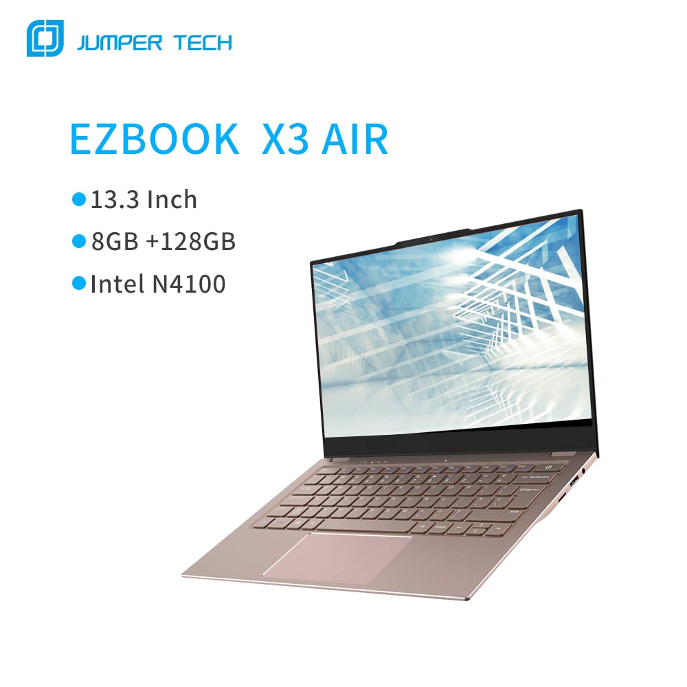 Jumper EZbook X3 Air 8GB128GB Intel N4100 Ultra Slim Notebook Quad Core Win 10 Laptop 13.3 Inch 1920*1080 IPS Screen Computer