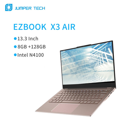 Jumper EZbook X3 Air 8GB128GB Intel N4100 Ultra Slim Notebook Quad Core Win 10 Laptop 13.3 Inch 1920*1080 IPS Screen Computer