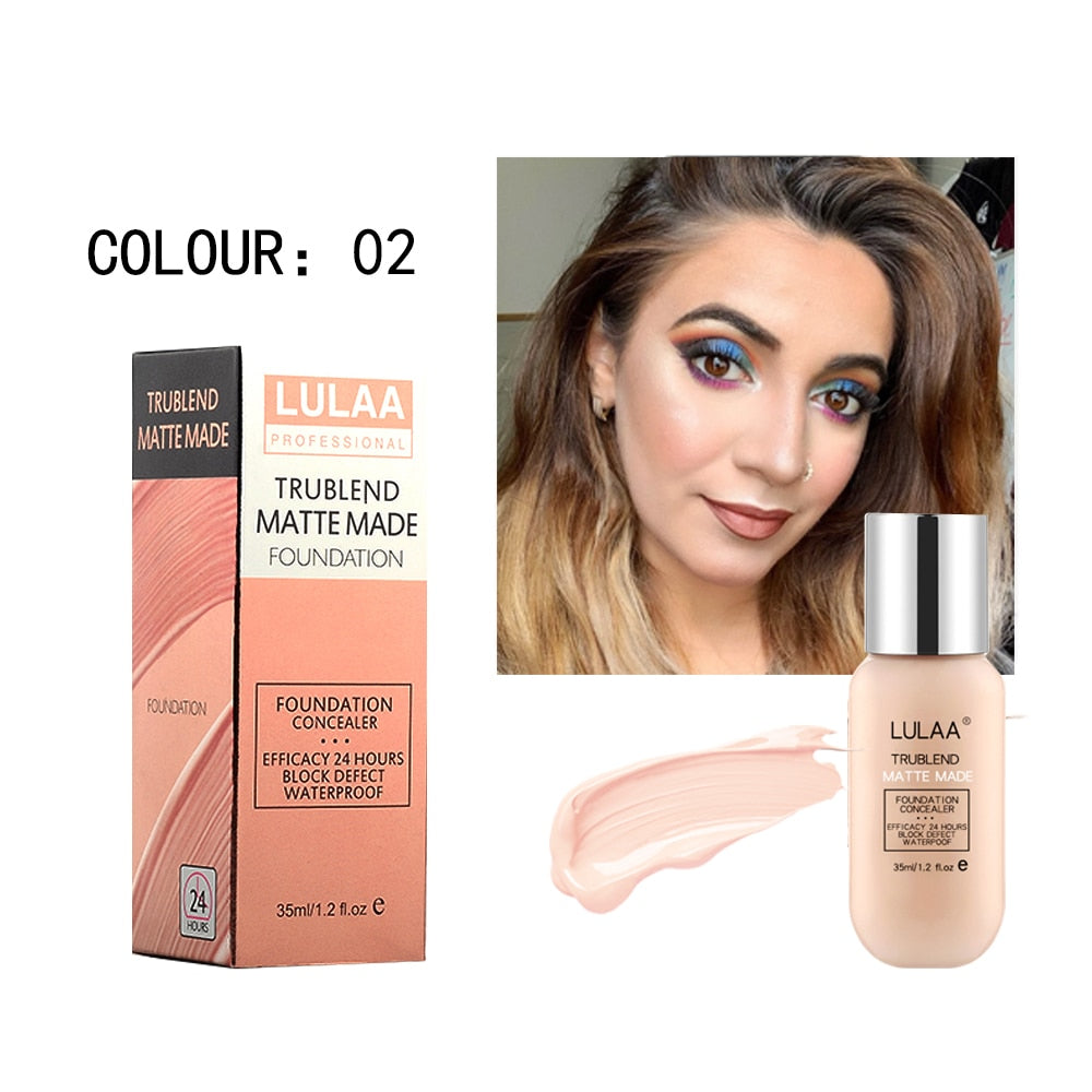 LULAA 35ml Base Makeup Foundation Long-lasting Full Coverage Face Concealer Matte Cushion Liquid Foundation Korean Cosmetic