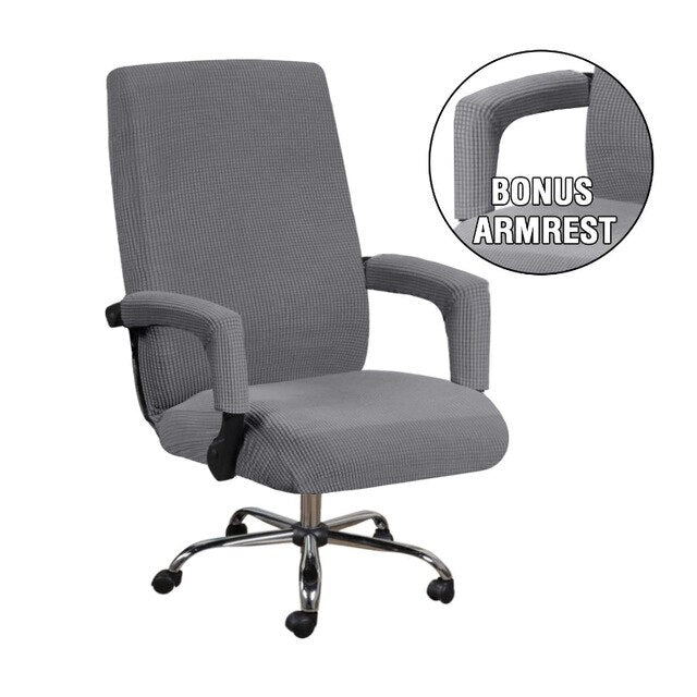 3pcs universal chair cover with 2 armrests office computer chair cover 100% polyester fiber elastic washable removable