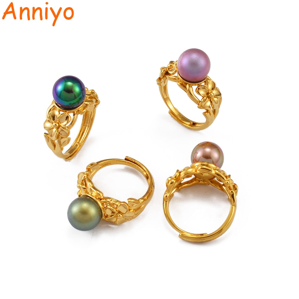 Anniyo Hawaiian Flower Pearl Ring New Zealand Australia Ring Guam Wedding Party Jewelry Chuuk Polynesian #245606