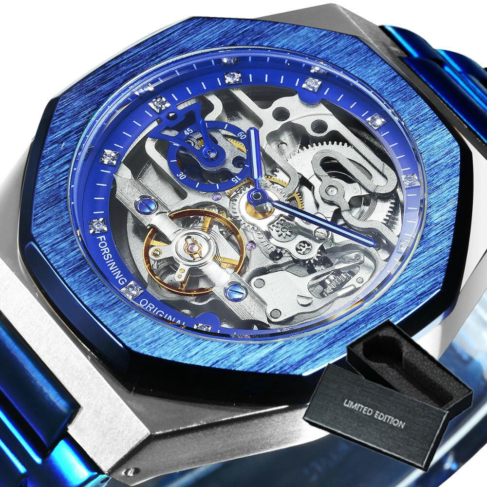 Watches Mens 2021 Automatic Mens Watches Top Brand Luxury Mechanical Tourbillon Watch Men Skeleton Navy Blue часы мужские Reloj