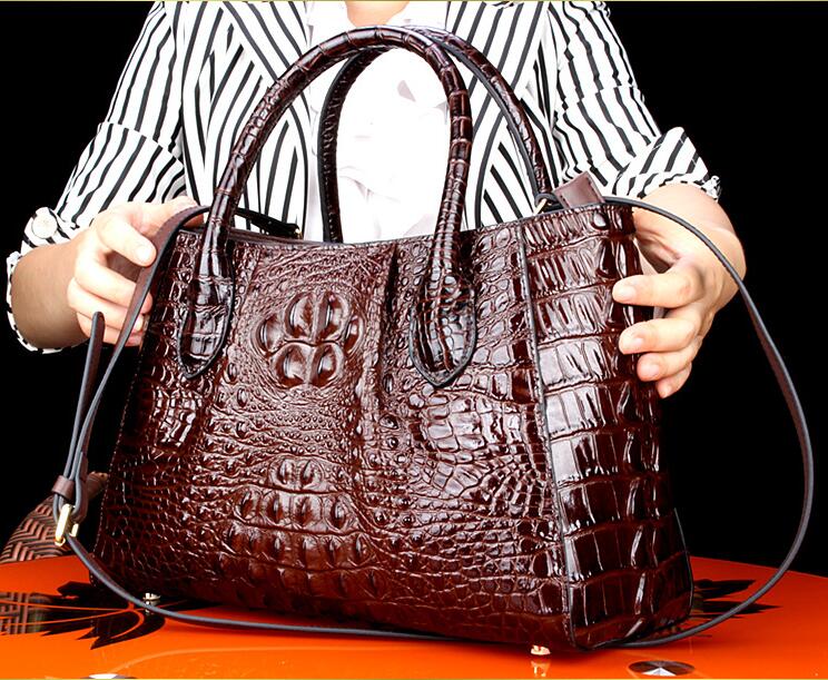 Handbag women's leather Tote Bag Quality Cowhide Crocodile Pattern bags 2021 women's brand Luxury Designer Women's bag