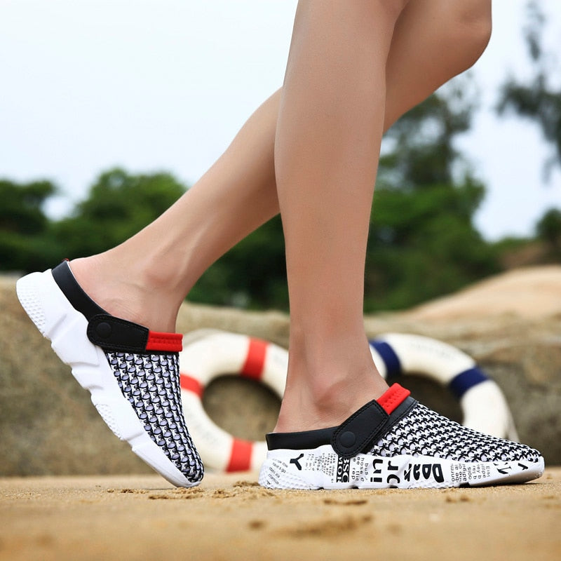 Fashion Sneakers Without Laces Man Handmade Beach Men's Summer Shoes Big Size Mesh Sneakers Light Shoes 2021 Outdoor Flats A-032