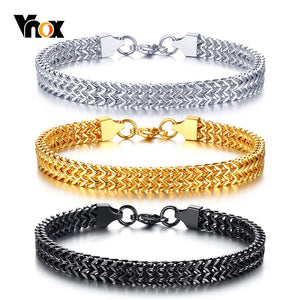 Vnox Mens Stainless Steel 6.7 MM Two-Strand Wheat Cuban Curb Chain Bracelets Cool Biker Wristband Male Jewelry