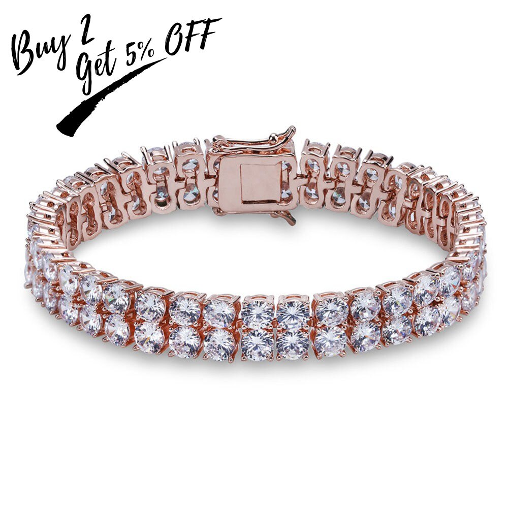 High Quality Bling Tennis Bracelet 2 Rows AAA+ Cubic Zirconia Charm Bracelets Jewelry All Iced Out Hip Hop Fashion Jewelry Gifts