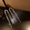 FYUAN Fashion Long Tassel Crystal Drop Earrings for Women Geometric Full Rhinestone Earrings Statement Jewelry Gifts