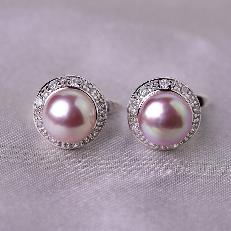 YIKALAISI 925 Sterling Silver Jewelry Pearl Earrings 2019 Fine Natural Pearl jewelry 8-9mm stud Earrings For Women wholesale