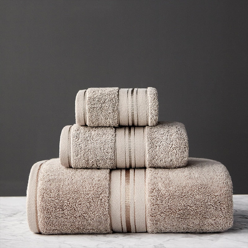 New Egyptian Cotton Towel Bath Towel Of Three Sets Solid Color Thicken Bathroom Towels Set Soft Comfortable Available Separately