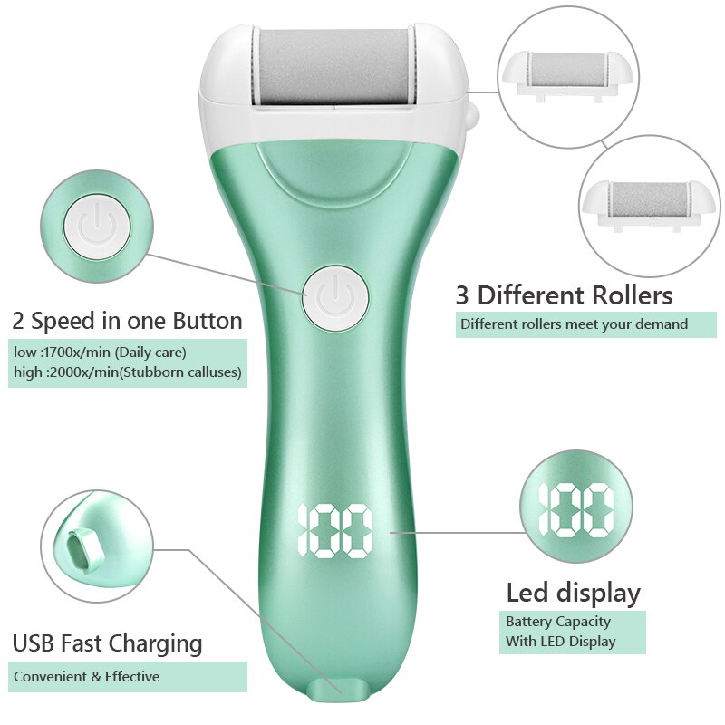 Waterproof USB Rechargeable Electric Pedicure Tools Foot Care Machine Callus Remover Dead Skin Remover Foot File Heel Cleaner