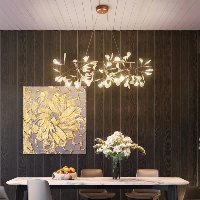 Artpad Nordic Firefly Hanging Lamp Living Room Round Chandelier Modern Rose Gold/Black Kitchen Branch Chandelier Lighting