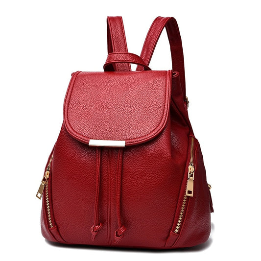 MONNET CAUTHY New Arrivals Backpacks Leisure Fashion PU Practical Solid Color Wine Red Deep Blue Black White Ladies Summer Bag