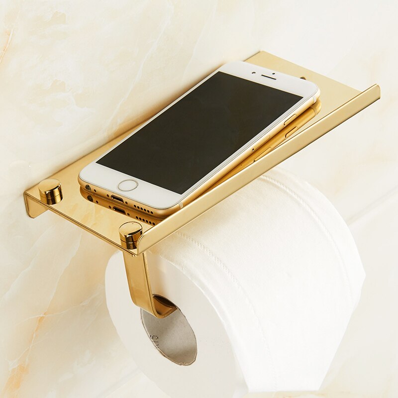 Stainless Steel Toilet Paper Holder Bathroom Paper Phone Holder Shelf Wall Mount Mobile Phones Towel Rack Bathroom Accessories