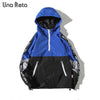 Una Reta Hooded Jackets Men New Patchwork Color Block Pullover Jacket Fashion Tracksuit Coat Men Hip Hop Streetwear Jacket Men