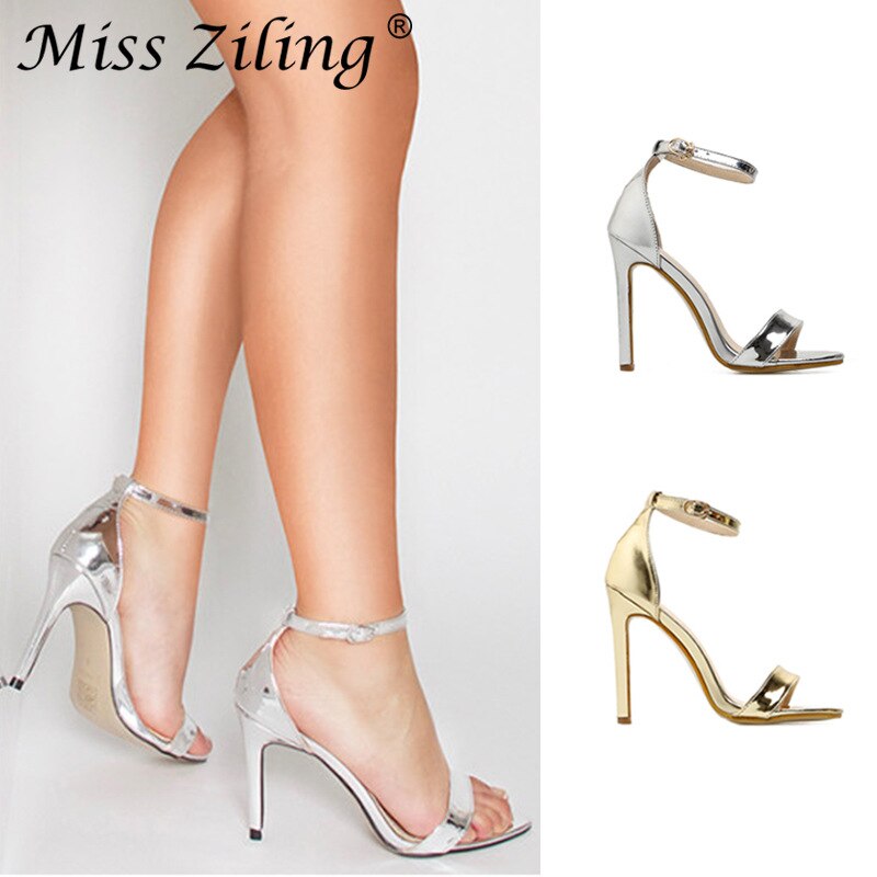 LTARTA 12cm Heels Women's Sandals High-heeled Shoes Gold Silver Wedding Shoes Size 43 high heel sandals Gold Sliver Sandals ZL