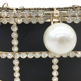 Boutique De FGG Diamonds Basket Evening Clutch Bags Women Luxury Pearl Beaded Metallic Cage Handbags Ladies Wedding Party Purse
