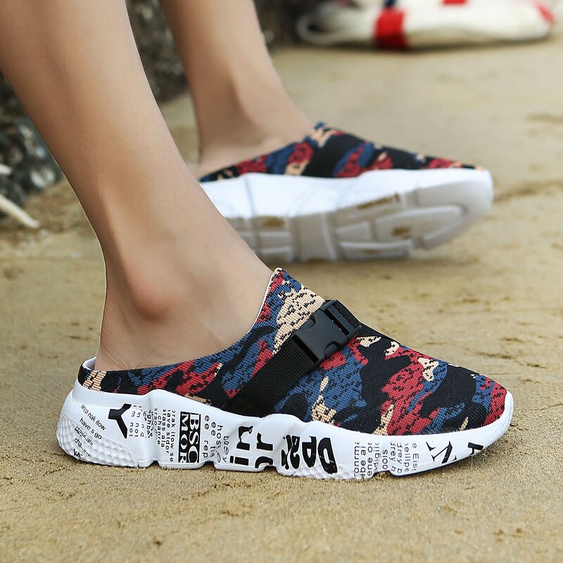 Fashion Sneakers Without Laces Man Handmade Beach Men's Summer Shoes Big Size Mesh Sneakers Light Shoes 2021 Outdoor Flats A-032