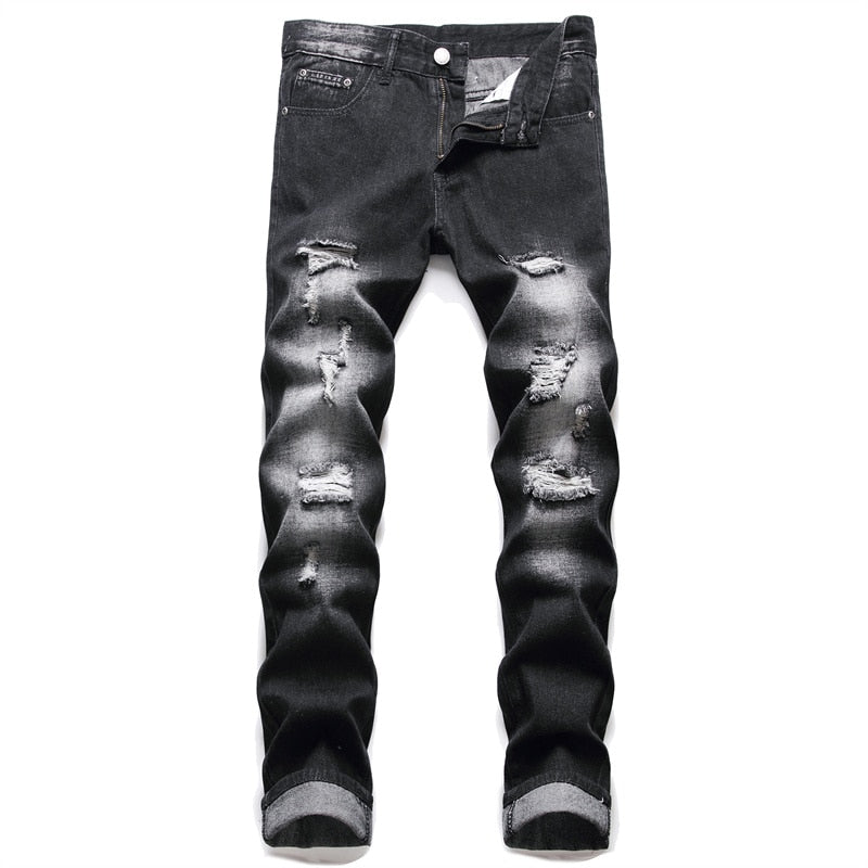 2022 Autumn New Fashion Retro Hole Jeans Men Pants Cotton Denim Trouser Male Plus Size High Quality Jeans