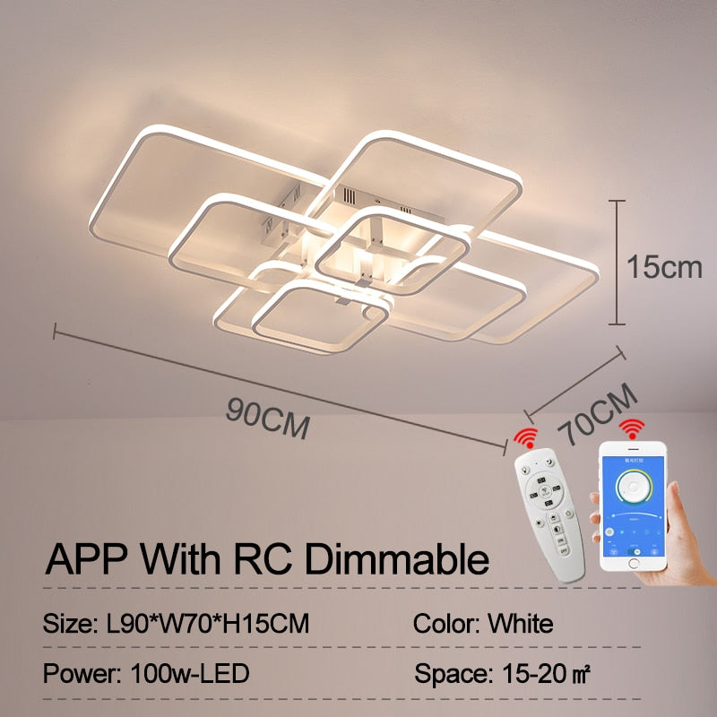 Square Circel Rings Chandelier For Living Room Bedroom Home AC85-265V Modern Led Ceiling Chandelier Lamp Fixtures Free Shipping