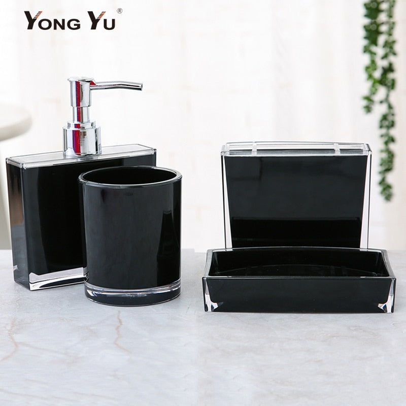 4Pcs/Set Bathroom Accessories Sets Plastic Square And Round Soap Dish Cups Lotion Bottle Soap Dispenser For Bathroom