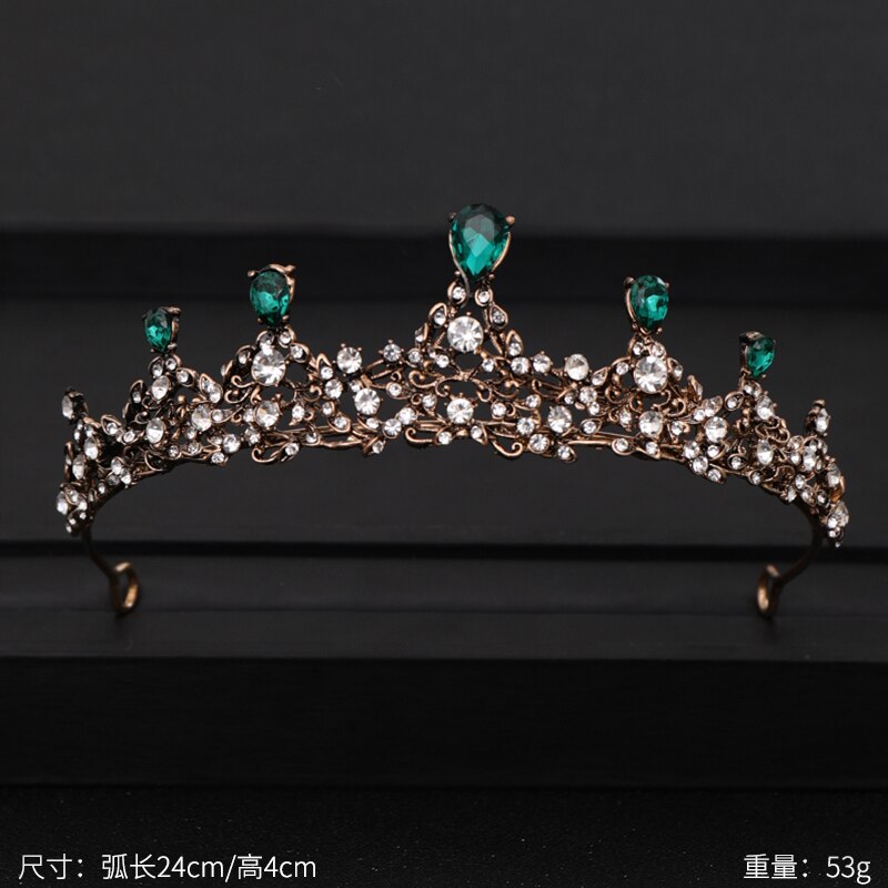 Vintage Baroque Queen Tiara Wedding Crown Bridal Diadem Gold Crystal Rhinestone Head Jewelry Headpiece Wedding Hair Accessories