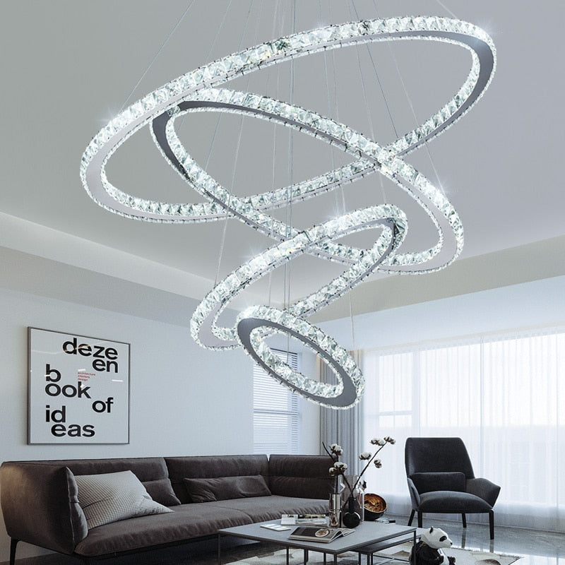 Nordic Led Chandelier Crystal Lustre Luxury Chandelier Living Room Decoration Luminaire Crystal Rings Hanging Lamp