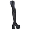 punk style autumn winter boots elastic microfiber shoes woman ankle boots high heels black thick platform long knee high boots