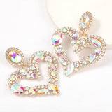 New Fashion women's Color Matching Big Rhinestone Love Heart-shaped Star Drop Earrings women's Jewelry Temperament Accessories