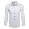 Gray Elastic Bamboo Fiber Shirt Men Brand New Long Sleeve Mens Dress Shirts Non Iron Easy Care Business Work Chemise Homme XXL