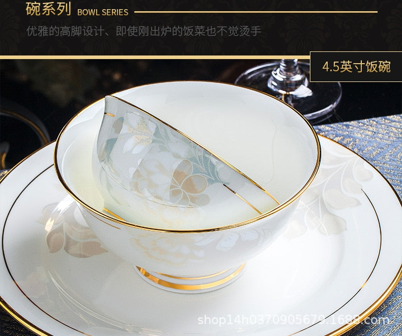 Dinning Table Plate Sets Food Ceramic Luxury Salad Porcelain Plates Dinner Sets Serving Aparelho De Jantar Dinnerware