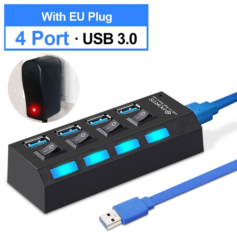 USB Hub 3.0 Hub USB 3 0 Multi USB Splitter USB 3 Hab Use Power Adapter USB 2.0 Hub 4/7 Port With Switch Computer Accessories