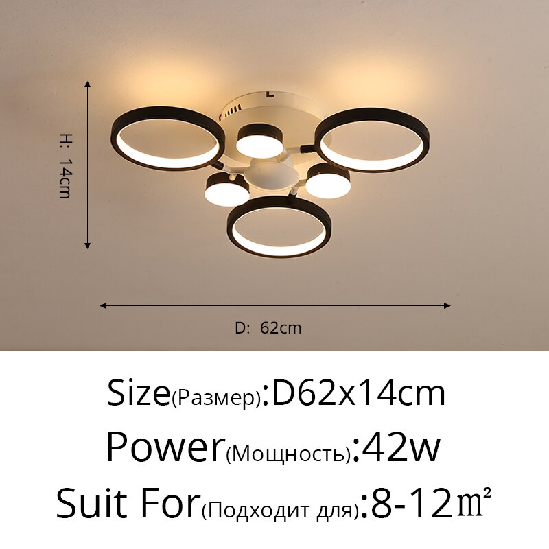 New LED Chandelier Lights For Living Room Bedroom Study Rings Design Deco Lighting Fixtures Luminaire Lustres Dimmable Lamps