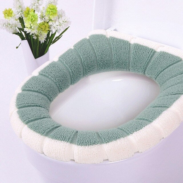 Plush Soft Toilet Seat Cover Bathroom Toilet Cushion Set Toilet Bathroom Mat Sets Warm Seat Cover Washable Two Mat Accessory Set