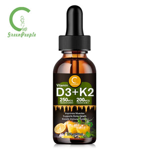 GPGP Greenpeople Liquid Vitamin D3 + K2 Drops Improves Immunity&Memory Strengthens Bones Protects Heart Vitamin Supplement