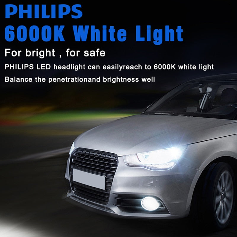 2Pcs Philips X-tremeUltinon H7 LED H1 H8 H11 H16(JP) 6000K Lampada LED Bulb Car Lights Auto Fog Lamps Headlight Mini Size LED KQ