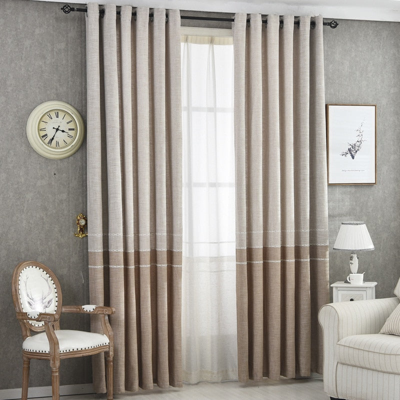 Simple Modern Cotton Hemp Nordic Wind Shading Curtains for Living Dining Room Bedroom.