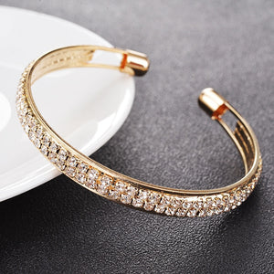 Elegant Crystal Cuff Gold Silver Color Bangles Bridal Bracelet Lady Bracelet Bracelets & Bangles Jewelry Pulseras Mujer