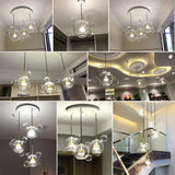 Modern minimalist clothing store bar counter ball glass chandelier restaurant staircase light creative personality spherical bub