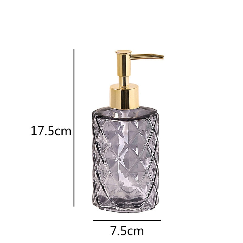 Glass Soap Dispenser Diamond Crystal Shower Gel Makeup Bottle Storage for Bathroom Kitchen