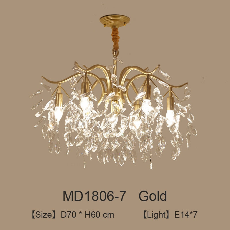 Nordic LED Crystal Chandeliers Gold Black Chandelier Luxury Lighting Kitchen Dining Living room Bedroom Lamp lustre pendente