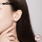 WOSTU 925 Sterling Silver Dazzling CZ Zircon Stud Earrings For Women Girlfriend Daily Jewelry Gift CTE166