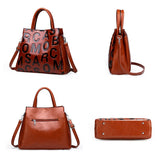 Vintage Luxury Women Brand Handbags Large Capacity Tote Bag Letter Printing High Quality PU Leather Shoulder Crossbody Bag