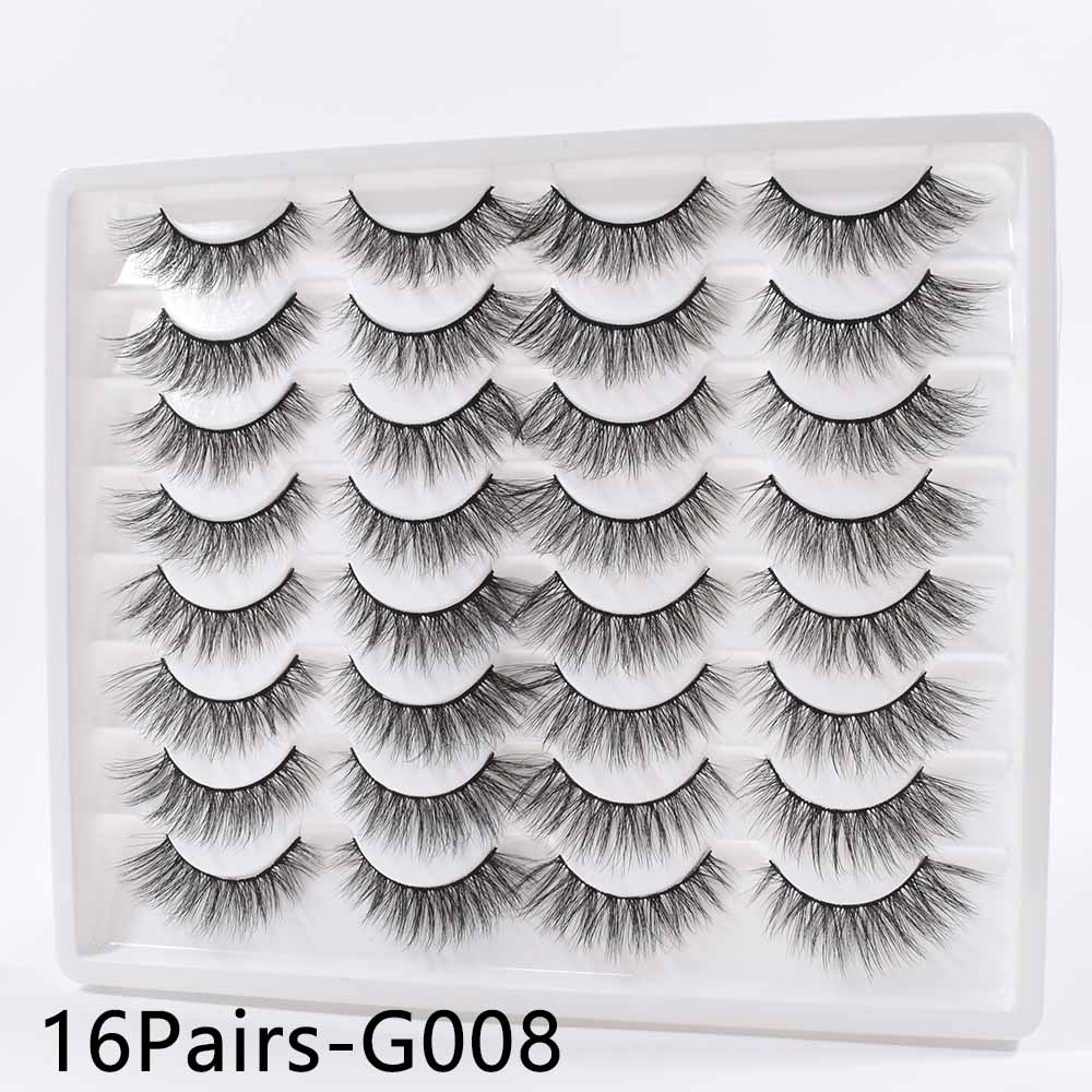 14/16Pairs  Black Mink Thick False Eyelashes Cils Soft Make Up Faux Cross Lashes Eyelashes Wholesale maquiagem cilios