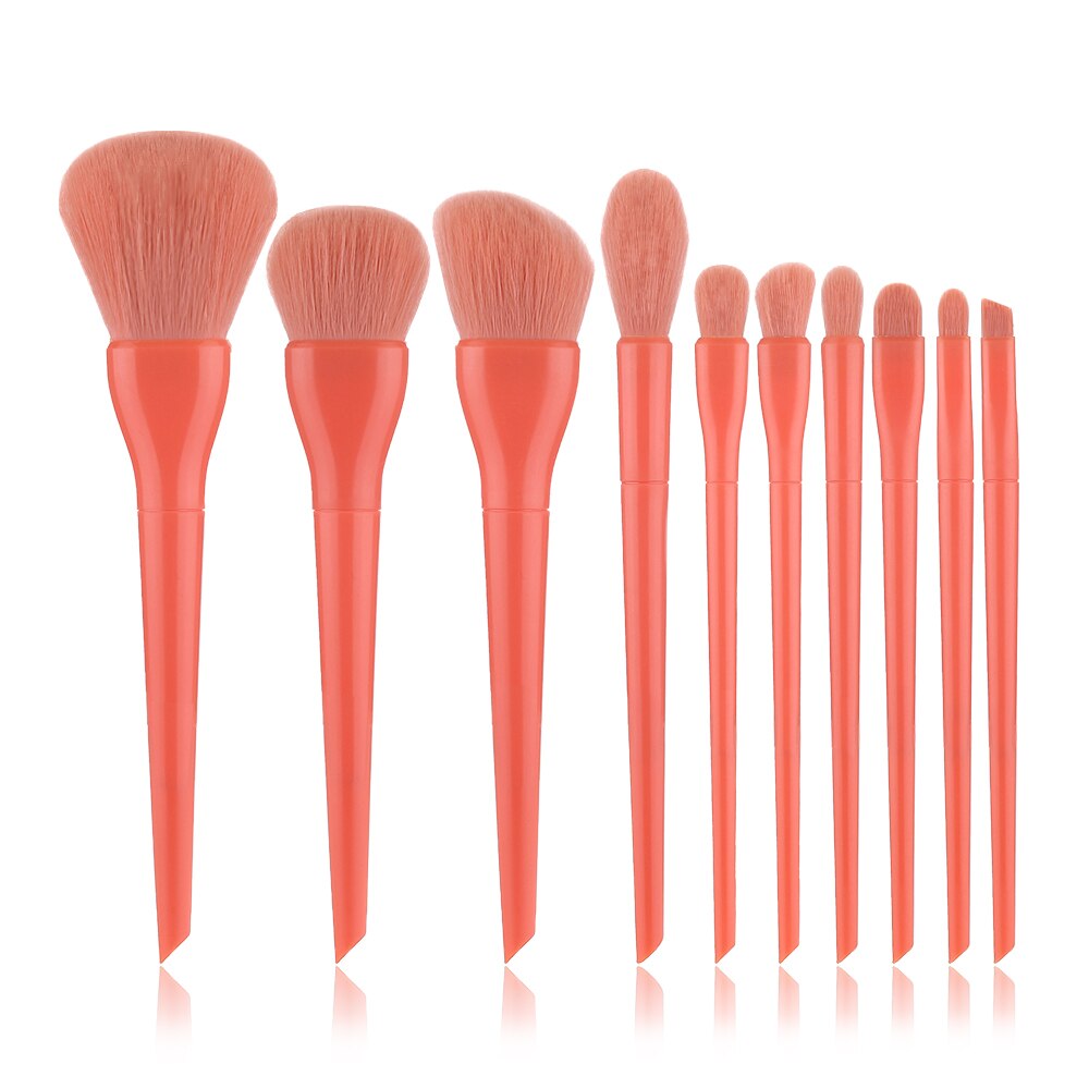 FLD 10pcs Candy Colors Makeup Brushes Set Professional Eyeshadow Eyebrow Foundation Powder Blush Blending Brushes Cosmetic Tool