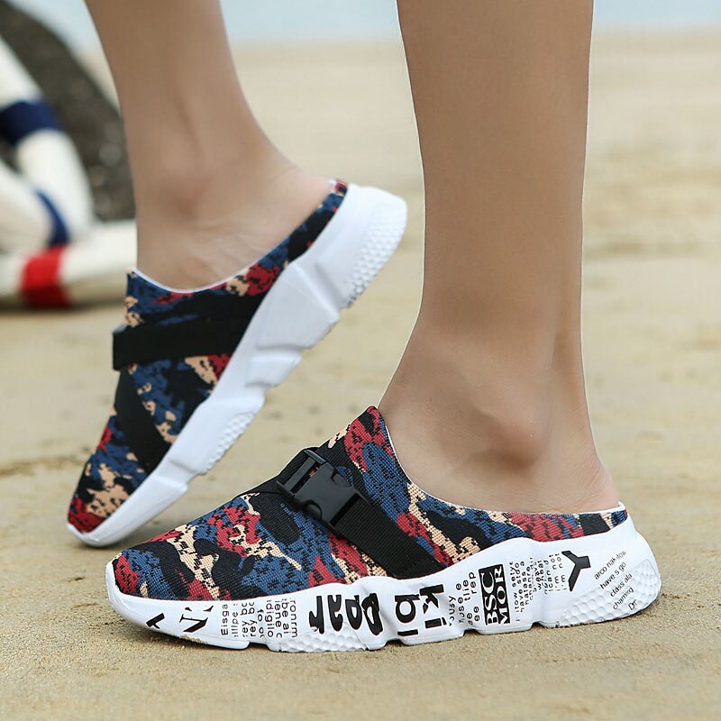 Fashion Sneakers Without Laces Man Handmade Beach Men's Summer Shoes Big Size Mesh Sneakers Light Shoes 2021 Outdoor Flats A-032