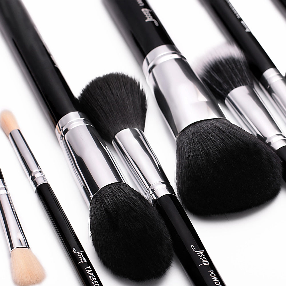 Jessup Pro 15pcs Makeup Brushes Set Black/Silver Cosmetic Make up Powder Foundation Eyeshadow Eyeliner Lip Brush Tool beauty